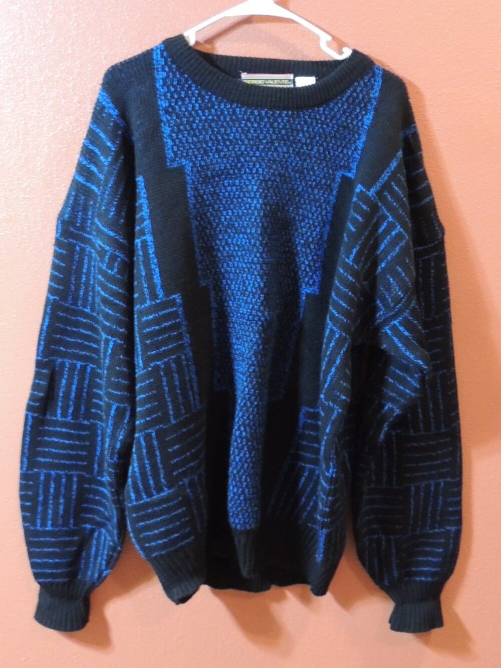 Sergio Valente Sweater Men XLT Black Blue Long Sleeve Outdoors Swaeter
